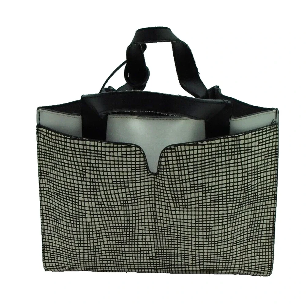 London Fog Faux‎ Leather Satchel Handbag - Black/ White for women